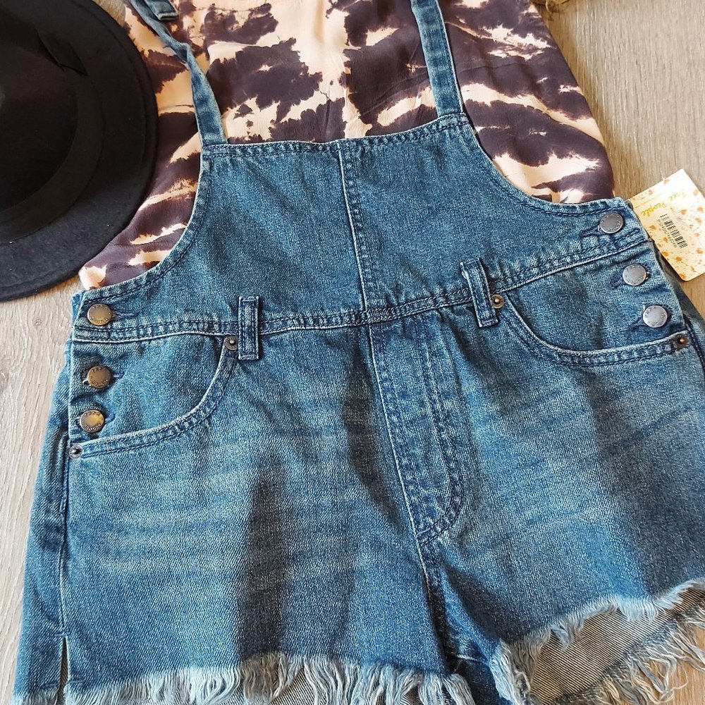 Free People Strappy Denim Shortall